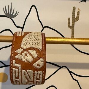 Brown and White Leather Bracelet